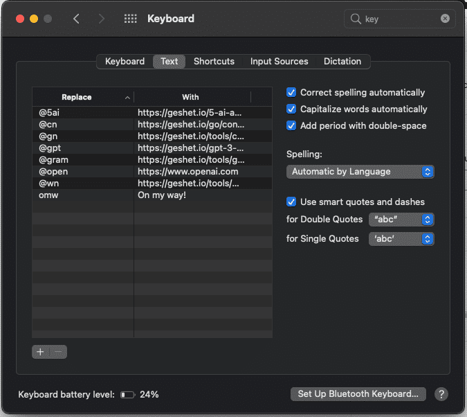a list of text expander shortcuts on your mac