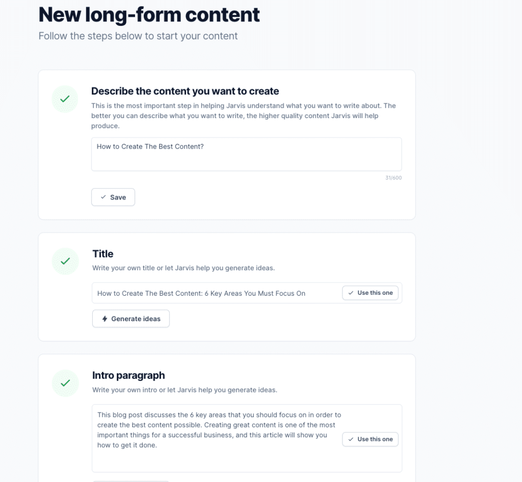 Use AI Content generator to create long form documents and create blog posts using AI and Conversion.ai